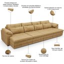 Ver imagem 4 de Sofá Retrátil para Sala de Estar 4 Lugares 339cm Riza S03 Couro Soft Bege - Lyam Decor