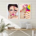 Ver imagem 2 de Kit 2 Quadros para Salão Manicure- Unhas Coloridas 24x18cm:madeira Preta