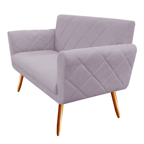 Namoradeira Decorativa Sabrina Suede Rosê Pés Madeira Ms Decor
