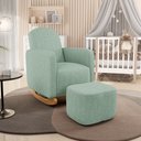 Ver imagem 1 de Poltrona de Amamentação com Balanço e Puff Orgânico Saori W01 Linho Verde Menta - Lyam Decor