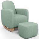 Ver imagem 5 de Poltrona de Amamentação com Balanço e Puff Orgânico Saori W01 Linho Verde Menta - Lyam Decor