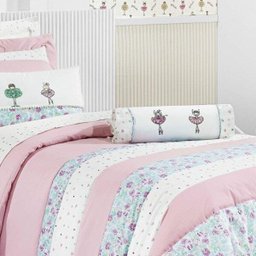 Kit Colcha Solteiro Bailarina Algodão 200 Fios 06 Peças Bernadete Casa - 4 Kit Colcha Solteiro Bailarina Algodão 200 Fios 06 Peças Bernadete Casa - 4