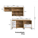 Ver imagem 4 de Armário de Cozinha com Balcão e Tampo 6 Portas 4 Gavetas Pérola 100% Mdf Vidro Reflecta Amêndoa/bran
