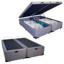 Ver imagem 1 de Box Baú Queen Bipartido Suede Mega Cama Cinza