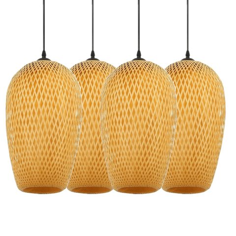 Kit 4 Lustres Pendente Java White Arrow em Bambu Natural – 40x20 Cm