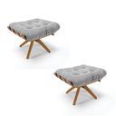 Ver imagem 1 de Kit 02 Puffs Giratório Costela Suede Cinza Base Madeira Ma25 - D’Rossi
