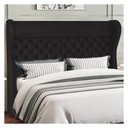 Ver imagem 5 de Kit Cabeceira Cama Box Casal 195cm Madrid com Puff Recamier Santorini Couríssimo Preto