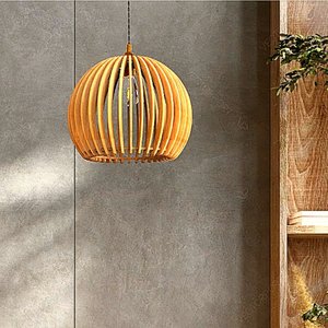 Luminária Teto Tipo Pendente Em Mdf - Completa