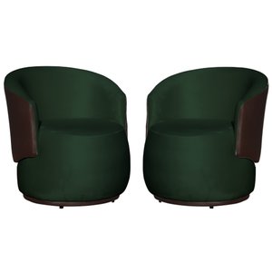 Kit 2 Poltronas para Recepção Escritório e Clínica - Veludo - Sv Decor:verde