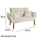 Ver imagem 4 de Kit Poltrona Decorativa Namoradeira 2 Puffs Quadrado e 2 Almofadas Suede Bege - Lm Decor
