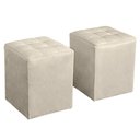 Ver imagem 3 de Kit Poltrona Decorativa Namoradeira 2 Puffs Quadrado e 2 Almofadas Suede Bege - Lm Decor