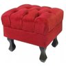 Puff Retrô Luis XV Capitonê Suede Vermelho - 1