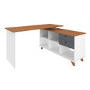 Ver imagem 2 de Escrivaninha Mesa em L para Home Office e Escritório 2 Gavetas 5 Nichos Gold Artany Freijó/grafito