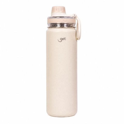 Garrafa Térmica Get Trity - 500ml - Inox - Quente/Frio - Base Emborrachada - Creme - Get 72342