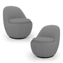 Ver imagem 1 de Kit 02 Poltronas Orgânicas Living Memphis Base Giratória Linho Cinza Escuro - Abmaza