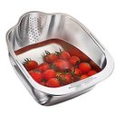 Ver imagem 1 de Escorredor Inox Arroz Fruta Verdura Legumes Versatil Cozinha Prepero Multiuso Higienico Resistente