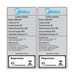 Lava Louças 14 Serviços Midea Cor Preta Dwa14p2 - 220v - 14