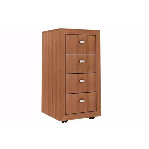 Gaveteiro P/ Escritório Me4133 C/ 4 Gavetas e Rodízios Amêndoa - Tecno Mobili