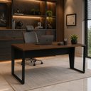 Ver imagem 1 de Mesa Escrivaninha para Escritório Home Office 150x60cm YAR1561 Nogal/Preto - Gebb Work
