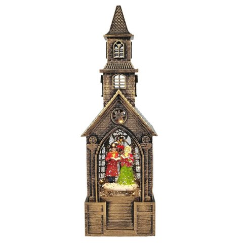 Lanterna Decorativa Igrejinha com Coral e Led - 27cm