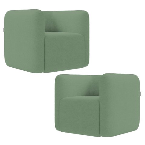 Poltrona para Sala de Estar Decorativa Kit com 2 Maggie K04 Bouclê Verde - Mpozenato