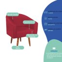 Ver imagem 4 de Kit 2 Poltronas Decorativa Jade Design Moderno Sala de Estar Quarto Escritório Confortável Luxo Pés