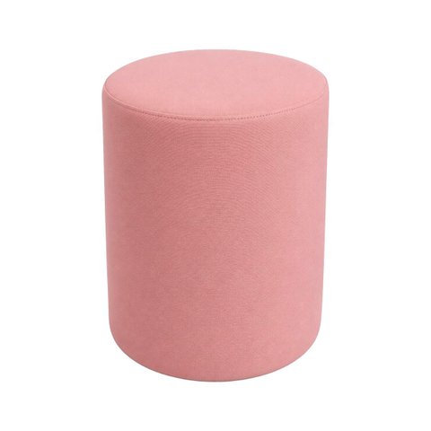 Puff Redondo Cilíndrico Decorativo para Sala e Quarto Estofado em Veludo:Rosa