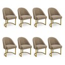 Ver imagem 1 de Kit 08 Cadeiras Poltrona de Jantar Lua Boucle Chocolate Base Ferro Dourado Dal Poz Estofados