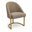 Ver imagem 3 de Kit 08 Cadeiras Poltrona de Jantar Lua Boucle Chocolate Base Ferro Dourado Dal Poz Estofados