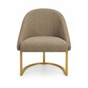 Ver imagem 4 de Kit 08 Cadeiras Poltrona de Jantar Lua Boucle Chocolate Base Ferro Dourado Dal Poz Estofados