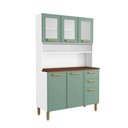 Ver imagem 7 de Cozinha Compacta de Aço 6 Portas 3 Vidros 2 Gavetas Bertolini Verde Branco