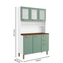 Ver imagem 6 de Cozinha Compacta de Aço 6 Portas 3 Vidros 2 Gavetas Bertolini Verde Branco