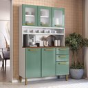 Ver imagem 1 de Cozinha Compacta de Aço 6 Portas 3 Vidros 2 Gavetas Bertolini Verde Branco