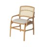 Jogo 6 Cadeiras de Jantar Florença Estrutura em Madeira Jequitibá Natural Braço Encosto Palha Linho  - 6