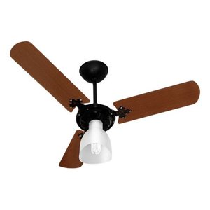 Ventilador de Teto Venti-delta New Delta Light Preto com 3 Pás Cor Mogno de Mdf Lacado, 95 cm de Diâ