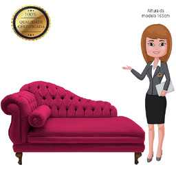Recamier Divã Namoradeira Larissa 150cm Direito de Quem Senta Corano Rosa Pink - Dl Decor - 5