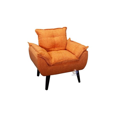 Poltrona/cadeira Decorativa Glamour Laranja Linho com Pés Quadrado Laranja