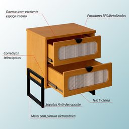 Mesa de Cabeceira Titanium Estilo Industrial com Pés de Ferro - 5