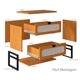Mesa de Cabeceira Titanium Estilo Industrial com Pés de Ferro - 4