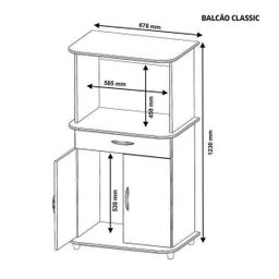 Balcão Nicho Micro-ondas 2 Portas e 1 Gaveta Classic Notável - 4