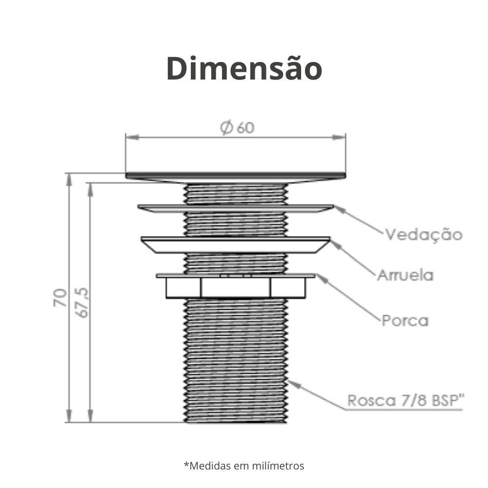 Válvula para Lavatório e Tanque 7/8" Metal Preto Durín - 3