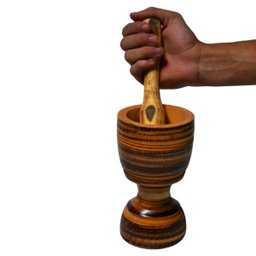 Pilão Socador em Madeira Culinária Alho Pasta Grão 18x10cm G Colheres de Pau Pilaogecdp - 4