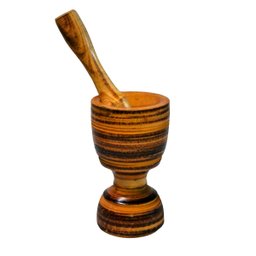 Pilão Socador em Madeira Culinária Alho Pasta Grão 18x10cm G Colheres de Pau Pilaogecdp - 1