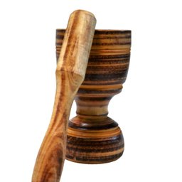 Pilão Socador em Madeira Culinária Alho Pasta Grão 18x10cm G Colheres de Pau Pilaogecdp - 3