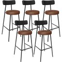 Ver imagem 1 de Kit 05 Banquetas Alta Bar Cozinha Sala De Jantar Milão L02 Couríssimo Preto Marrom - Lyam Decor