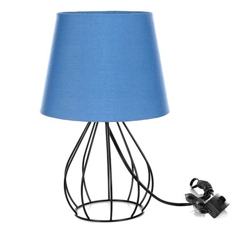 Abajur Cebola Dome Azul com Aramado Preto