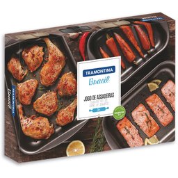 Jogo de Assadeiras Tramontina Brasil Grafite em Alumínio com Revestimento Antiaderente 3 Peças Tramo - 2