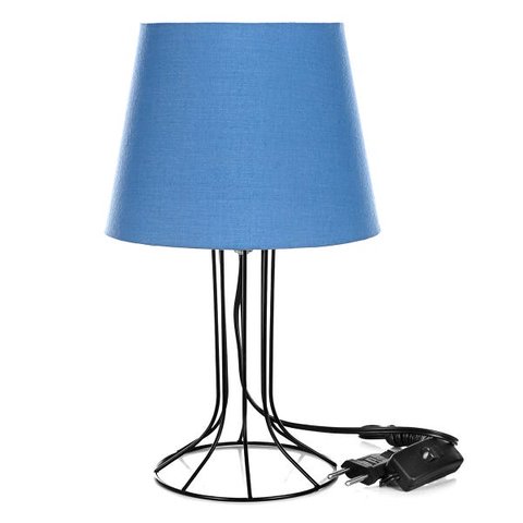 Abajur Torre Dome Azul com Aramado Preto