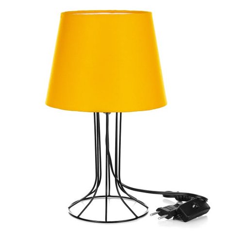Abajur Torre Dome Amarelo com Aramado Preto