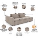 Ver imagem 6 de Sofá Ilha e Puff Sala Living 285cm Siesta M22 Veludo Bege - Mpozenato